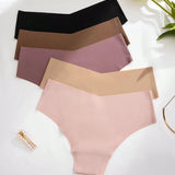 Balení 5 kusů dámského bezešvého spodního prádla, sexy prodyšných a pohodlných sportovních kalhotek s nízkým pasem.