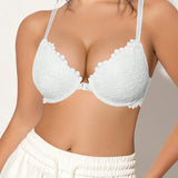 Peach Girl béžová sexy podprsenka s krajkovým zapínáním vpředu, tenké košíčky, pohodlná a prodyšná se záhyby