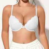 Peach Girl béžová sexy podprsenka s krajkovým zapínáním vpředu, tenké košíčky, pohodlná a prodyšná se záhyby