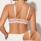 Peach Girl béžová sexy podprsenka s krajkovým zapínáním vpředu, tenké košíčky, pohodlná a prodyšná se záhyby