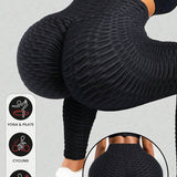 Dámské jógové kalhoty s voštinovými kapsami, Bezešvé sportovní legíny, Jednobarevné, Vysoký pas, Prodyšné, Běh, Fitness, Shaping, Tanga, Dámské kalhoty, Dámské oblečení, Sportovní legíny