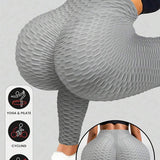 Dámské jógové kalhoty s voštinovými kapsami, Bezešvé sportovní legíny, Jednobarevné, Vysoký pas, Prodyšné, Běh, Fitness, Shaping, Tanga, Dámské kalhoty, Dámské oblečení, Sportovní legíny