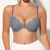 Peach Girl béžová sexy podprsenka s krajkovým zapínáním vpředu, tenké košíčky, pohodlná a prodyšná se záhyby