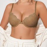 Peach Girl béžová sexy podprsenka s krajkovým zapínáním vpředu, tenké košíčky, pohodlná a prodyšná se záhyby