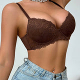 1ks Dámská květinová krajková módní podprsenka s kosticemi