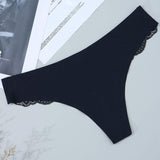 1ks dámské sexy kalhotky s nízkým pasem, bezešvé, krajkové, prošívané, černé