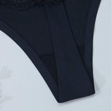 1ks dámské sexy kalhotky s nízkým pasem, bezešvé, krajkové, prošívané, černé