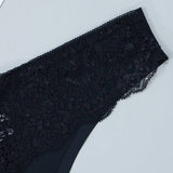 1ks dámské sexy kalhotky s nízkým pasem, bezešvé, krajkové, prošívané, černé