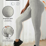 Dámské jógové kalhoty s voštinovými kapsami, Bezešvé sportovní legíny, Jednobarevné, Vysoký pas, Prodyšné, Běh, Fitness, Shaping, Tanga, Dámské kalhoty, Dámské oblečení, Sportovní legíny