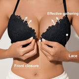 Peach Girl béžová sexy podprsenka s krajkovým zapínáním vpředu, tenké košíčky, pohodlná a prodyšná se záhyby